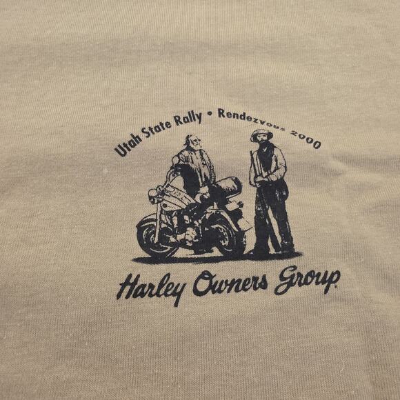 Vintage Hanes Harley Davidson Tan Utah Hog Rendezvous 2000 T-Shirt Size XL - Picture 4 of 10